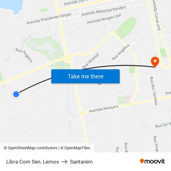 Libra Com Sen. Lemos to Santarém map