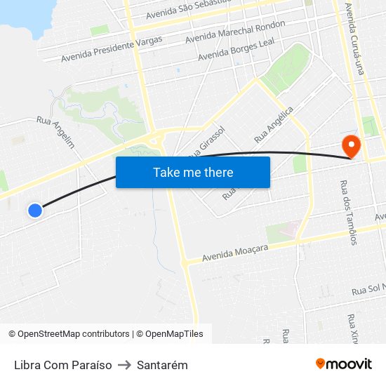 Libra Com Paraíso to Santarém map