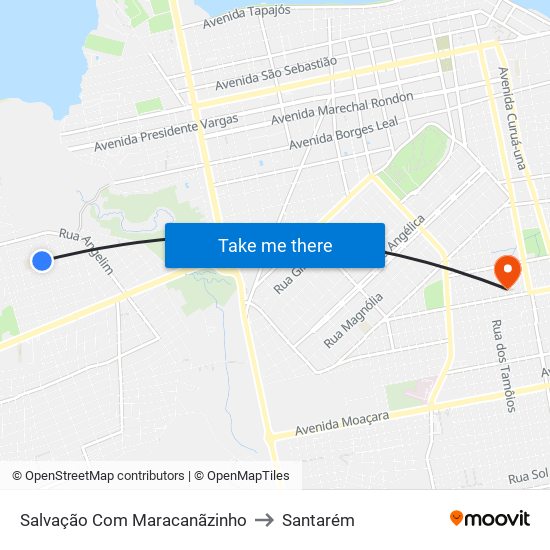 Salvação Com Maracanãzinho to Santarém map