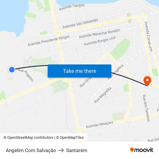 Angelim Com Salvação to Santarém map