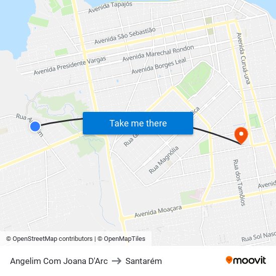 Angelim Com Joana D'Arc to Santarém map