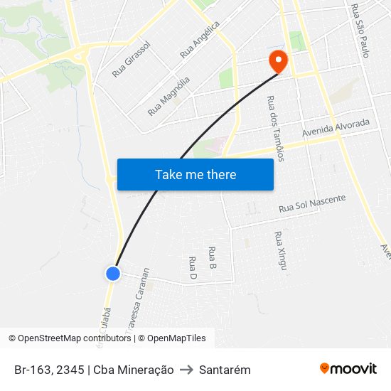 Br-163, 2345 | Cba Mineração to Santarém map