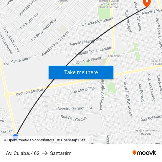 Av. Cuiabá, 462 to Santarém map