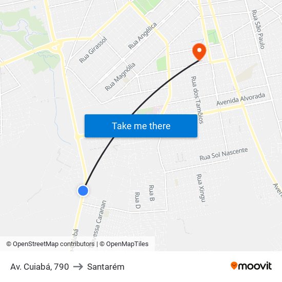Av. Cuiabá, 790 to Santarém map