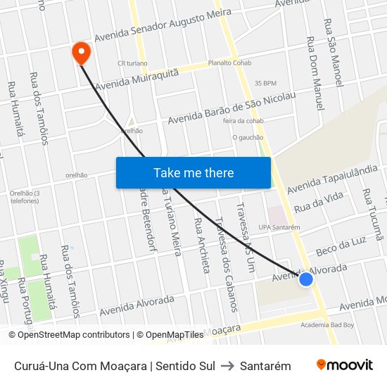 Curuá-Una Com Moaçara | Sentido Sul to Santarém map