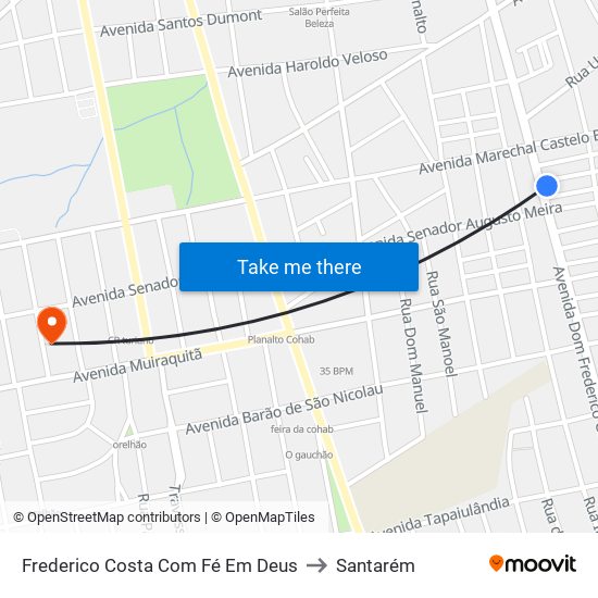 Frederico Costa Com Fé Em Deus to Santarém map