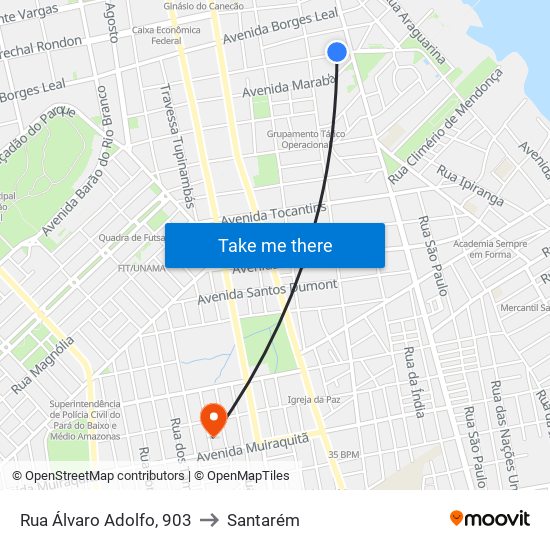 Rua Álvaro Adolfo, 903 to Santarém map