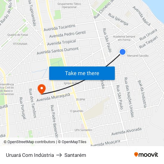 Uruará Com Indústria to Santarém map