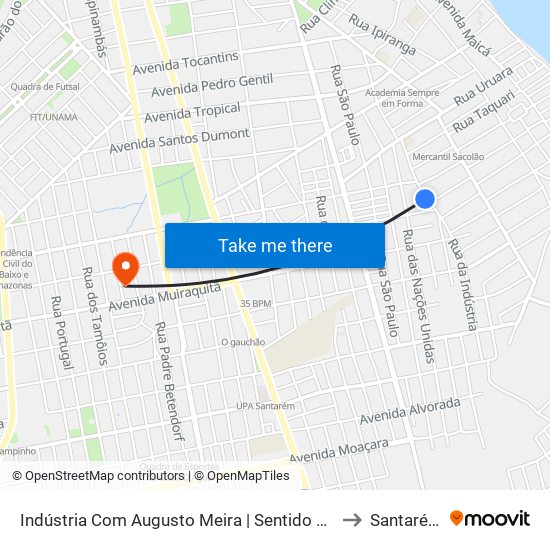 Indústria Com Augusto Meira | Sentido Sul to Santarém map