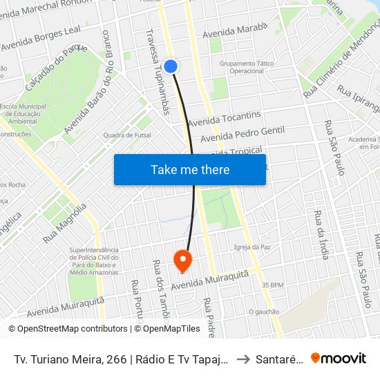 Tv. Turiano Meira, 266 | Rádio E Tv Tapajós to Santarém map