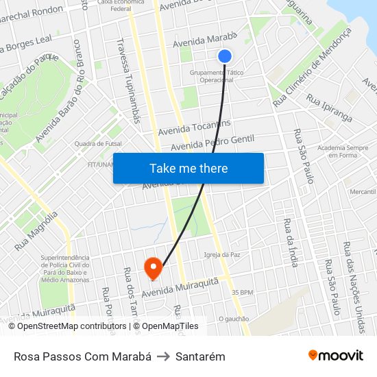 Rosa Passos Com Marabá to Santarém map