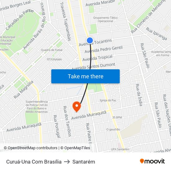 Curuá-Una Com Brasília to Santarém map