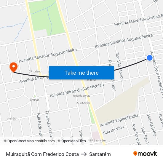 Muiraquitã Com Frederico Costa to Santarém map