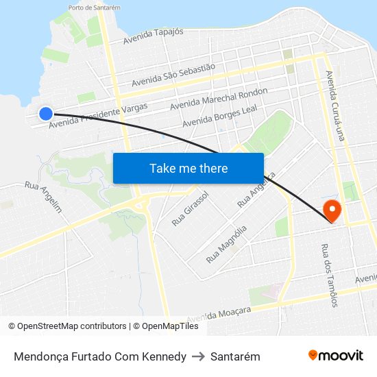 Mendonça Furtado Com Kennedy to Santarém map