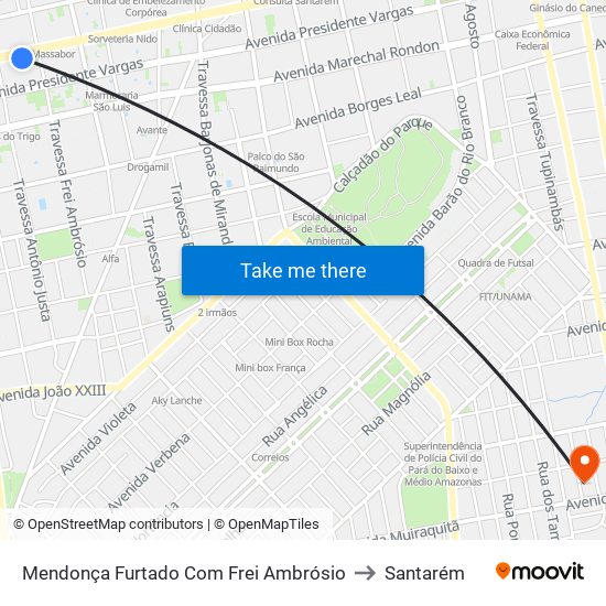 Mendonça Furtado Com Frei Ambrósio to Santarém map