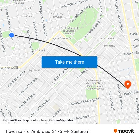 Travessa Frei Ambrósio, 3175 to Santarém map