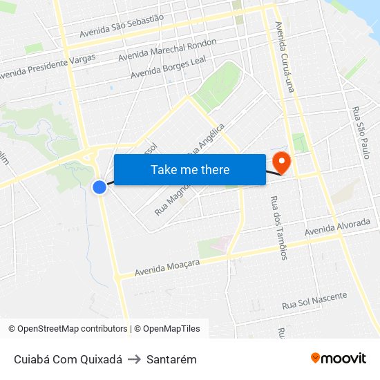 Cuiabá Com Quixadá to Santarém map