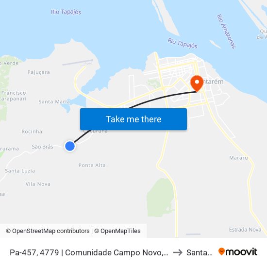 Pa-457, 4779 | Comunidade Campo Novo, Sent. Centro to Santarém map