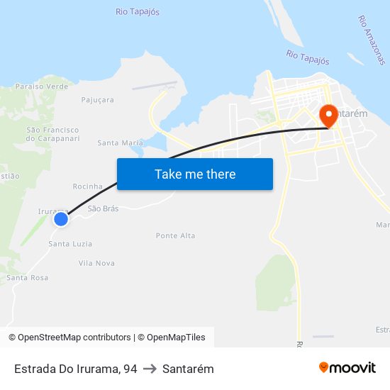 Estrada Do Irurama, 94 to Santarém map