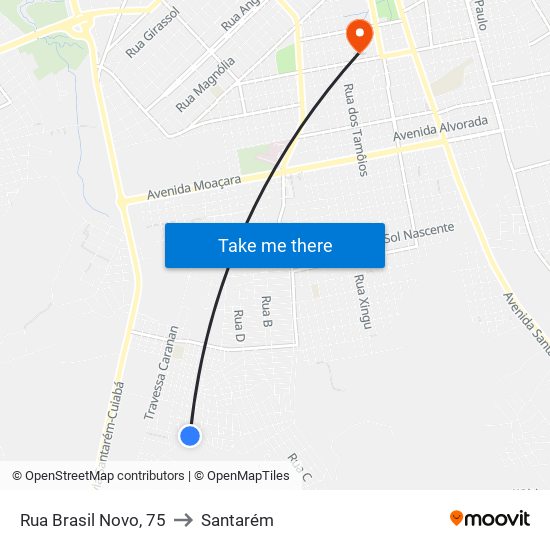 Rua Brasil Novo, 75 to Santarém map