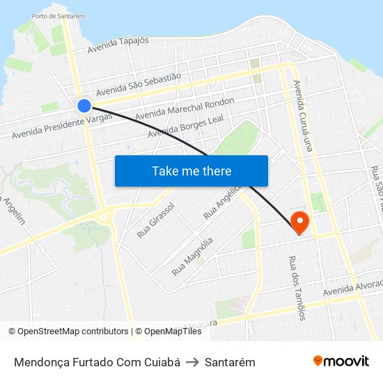 Mendonça Furtado Com Cuiabá to Santarém map
