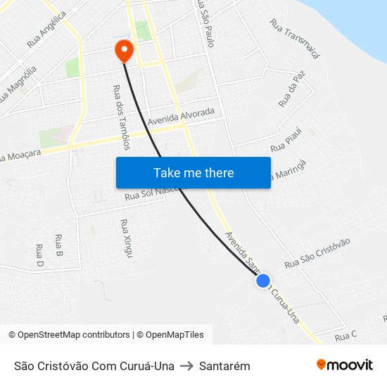 São Cristóvão Com Curuá-Una to Santarém map