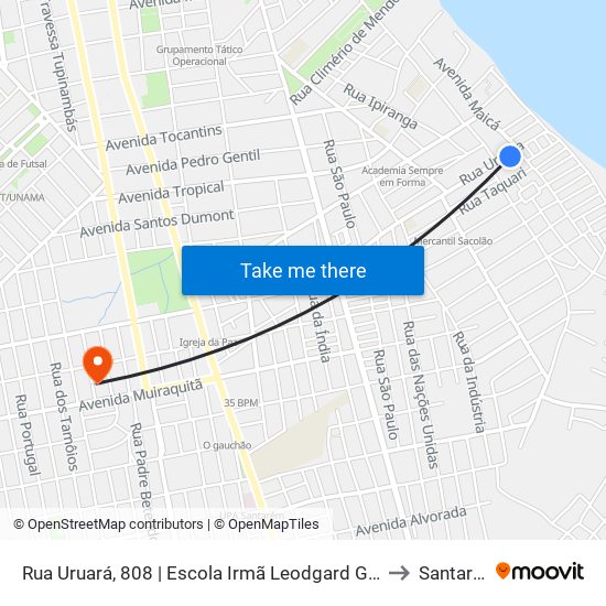 Rua Uruará, 808 | Escola Irmã Leodgard Gausepohl to Santarém map