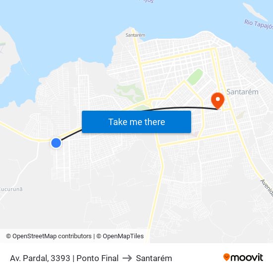 Av. Pardal, 3393 | Ponto Final to Santarém map