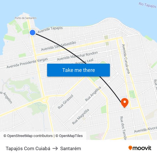 Tapajós Com Cuiabá to Santarém map