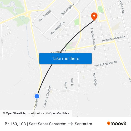 Br-163, 103 | Sest Senat Santarém to Santarém map