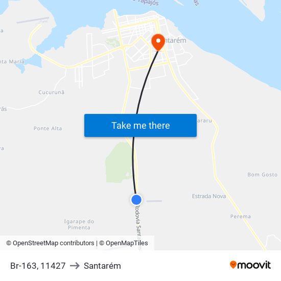 Br-163, 11427 to Santarém map