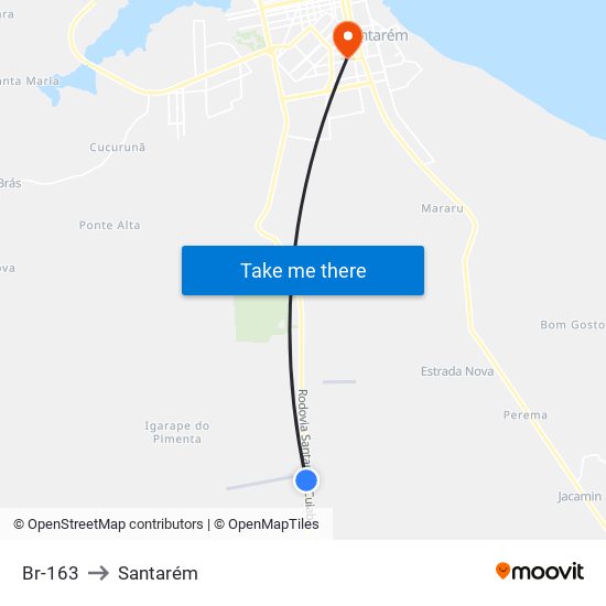 Br-163 to Santarém map