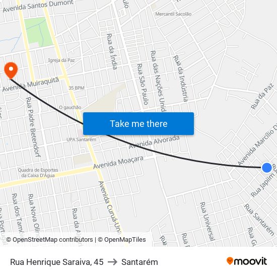 Rua Henrique Saraiva, 45 to Santarém map