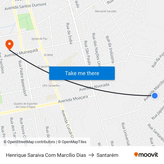 Henrique Saraiva Com Marcílio Dias to Santarém map