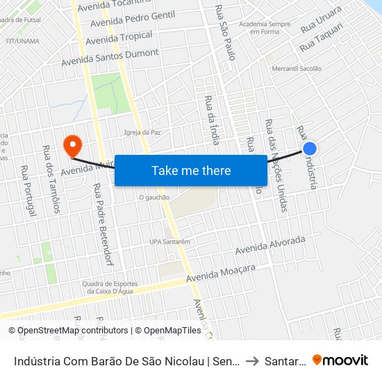 Indústria Com Barão De São Nicolau | Sentido Norte to Santarém map