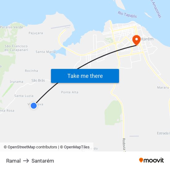 Ramal to Santarém map