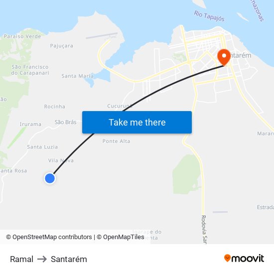 Ramal to Santarém map