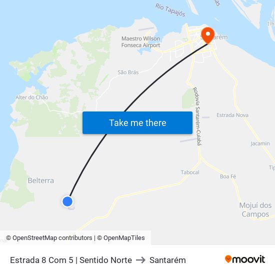 Estrada 8 Com 5 | Sentido Norte to Santarém map