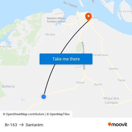 Br-163 to Santarém map