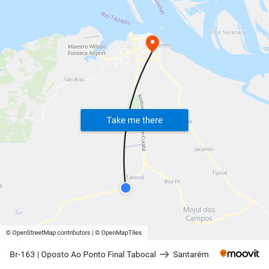 Br-163 | Oposto Ao Ponto Final Tabocal to Santarém map