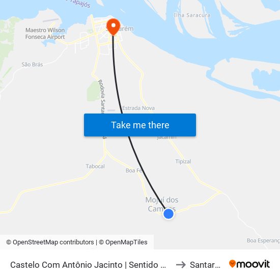 Castelo Com Antônio Jacinto | Sentido Mojuí to Santarém map