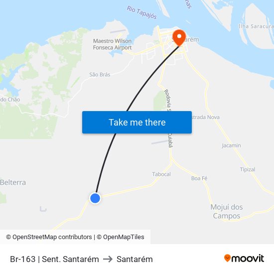 Br-163 | Sent. Santarém to Santarém map