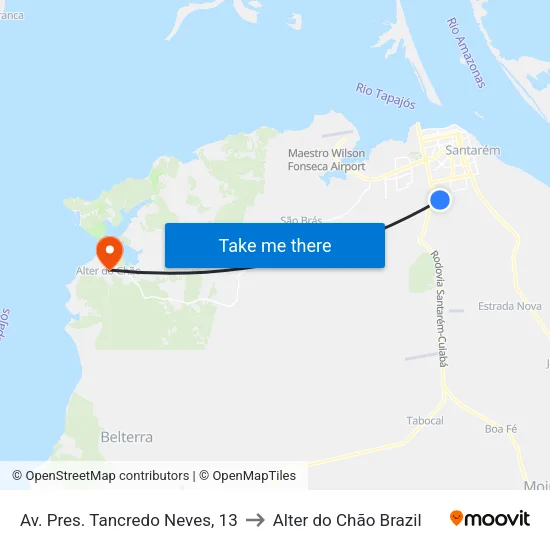Av. Pres. Tancredo Neves, 13 to Alter do Chão Brazil map