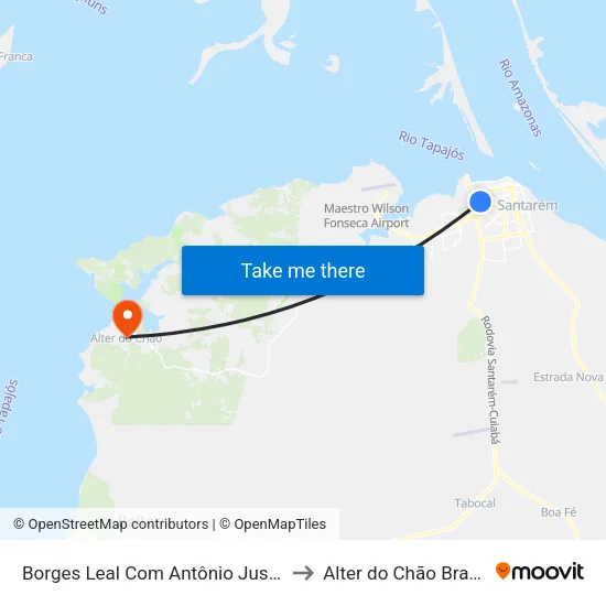 Borges Leal Com Antônio Justa to Alter do Chão Brazil map