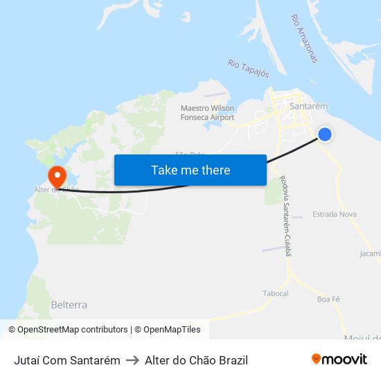 Jutaí Com Santarém to Alter do Chão Brazil map