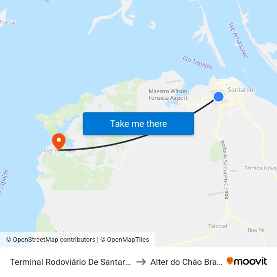 Terminal Rodoviário De Santarém to Alter do Chão Brazil map