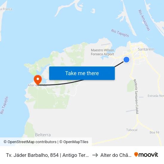 Tv. Jáder Barbalho, 854 | Antigo Term. Santarenzinho to Alter do Chão Brazil map