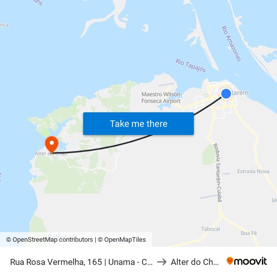 Rua Rosa Vermelha, 165 | Unama - Centro Universitário to Alter do Chão Brazil map
