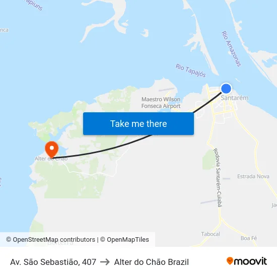 Av. São Sebastião, 407 to Alter do Chão Brazil map