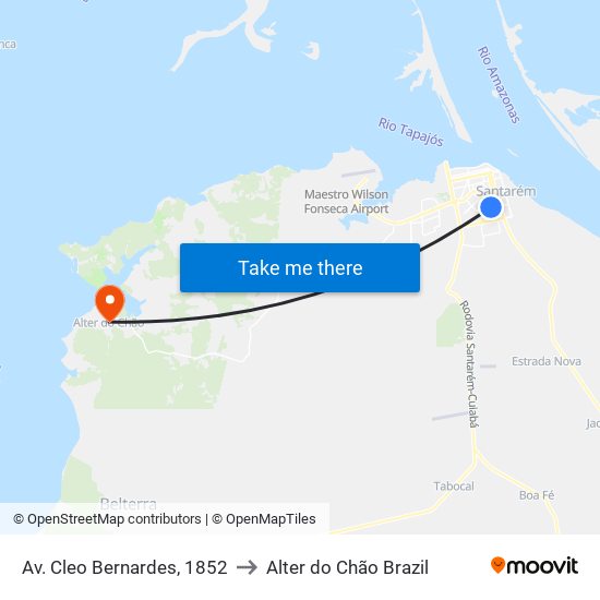 Av. Cleo Bernardes, 1852 to Alter do Chão Brazil map